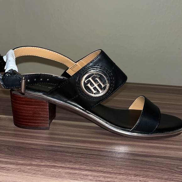 Tommy Hilfiger Shoes - Tommy Hilfiger black sandals with wooden heel.